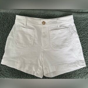 LOFT High Waist White Palmer Shorts, Size 0